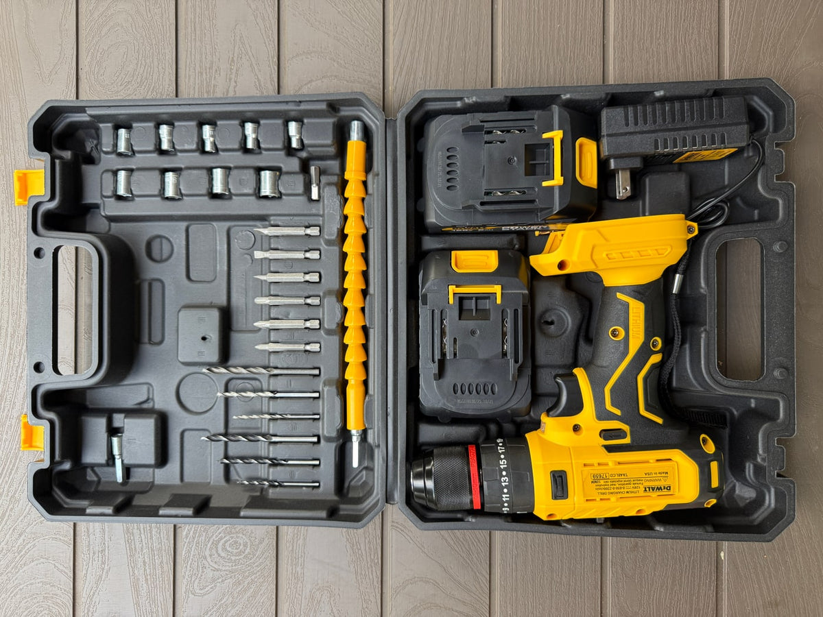Taladro percutor inalámbrico · kit con pantalla LED