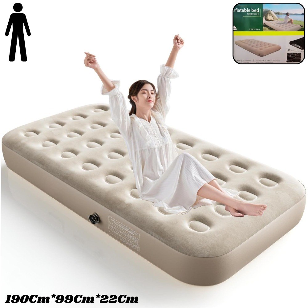 Colchón inflable individual 190 × 99 cm · superficie aterciopelada