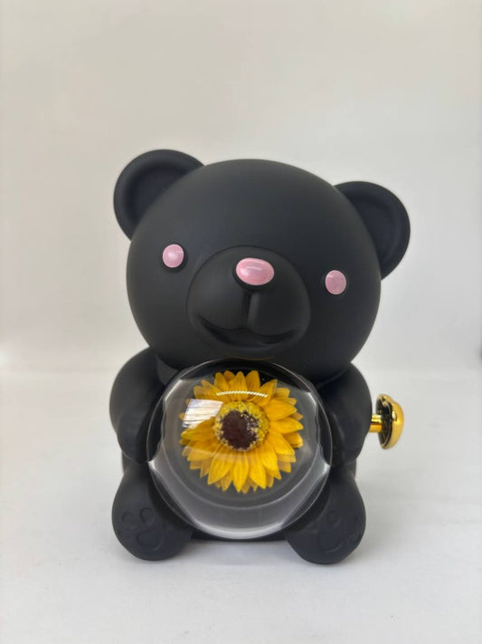 Caja de regalo "Oso Girasol" · joyero con flores preservadas