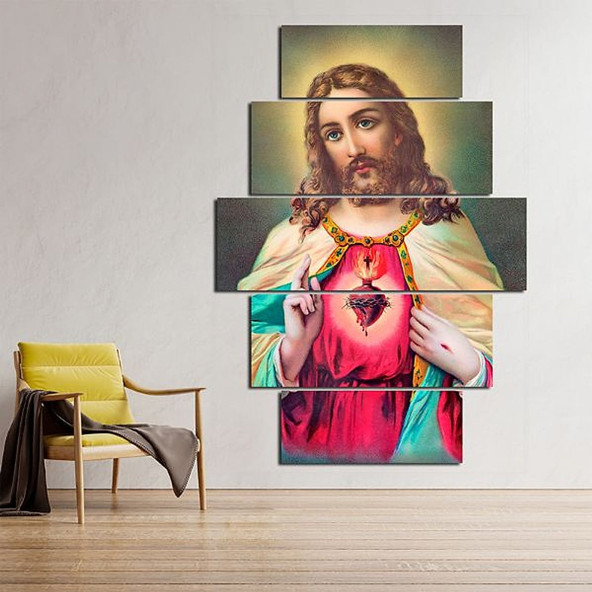 Cuadro decorativo "Cristo" · 5 piezas · 114 × 78 cm