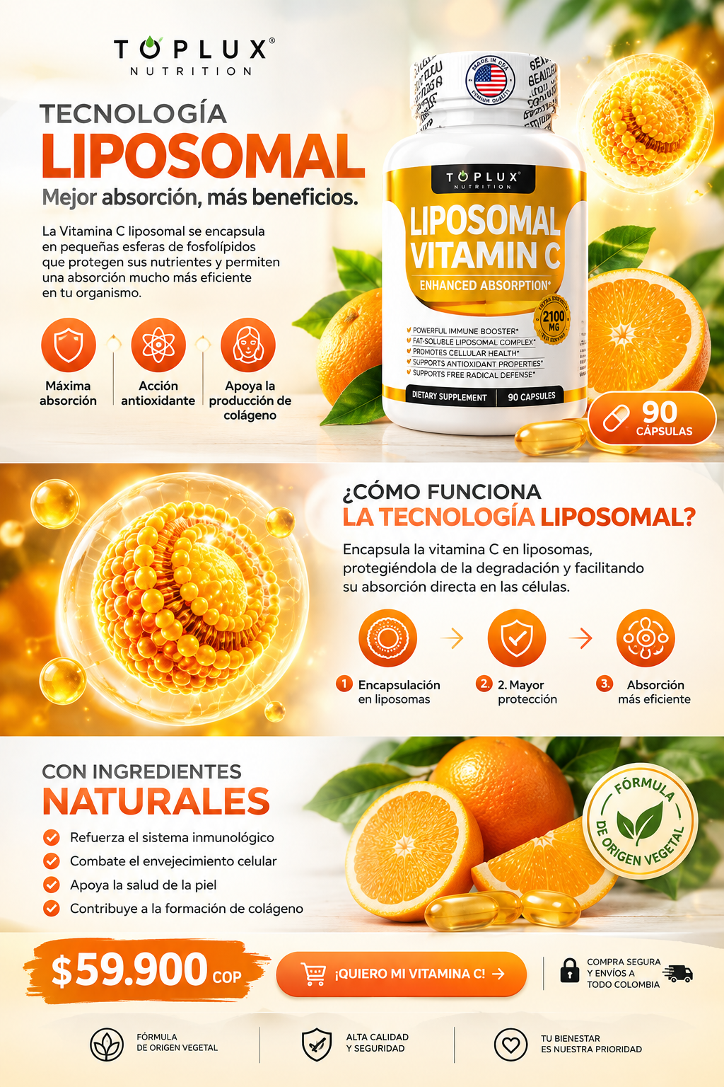 Explicación de la tecnología liposomal y de los ingredientes naturales