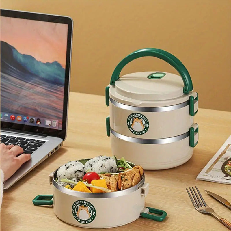 Lonchera de 2 niveles en acero inoxidable · 1400 ml