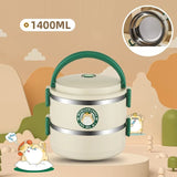 Lonchera de 2 niveles en acero inoxidable · 1400 ml