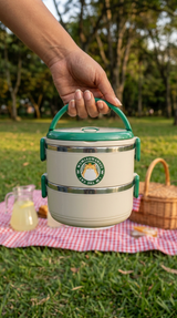 Lonchera de 2 niveles en acero inoxidable · 1400 ml